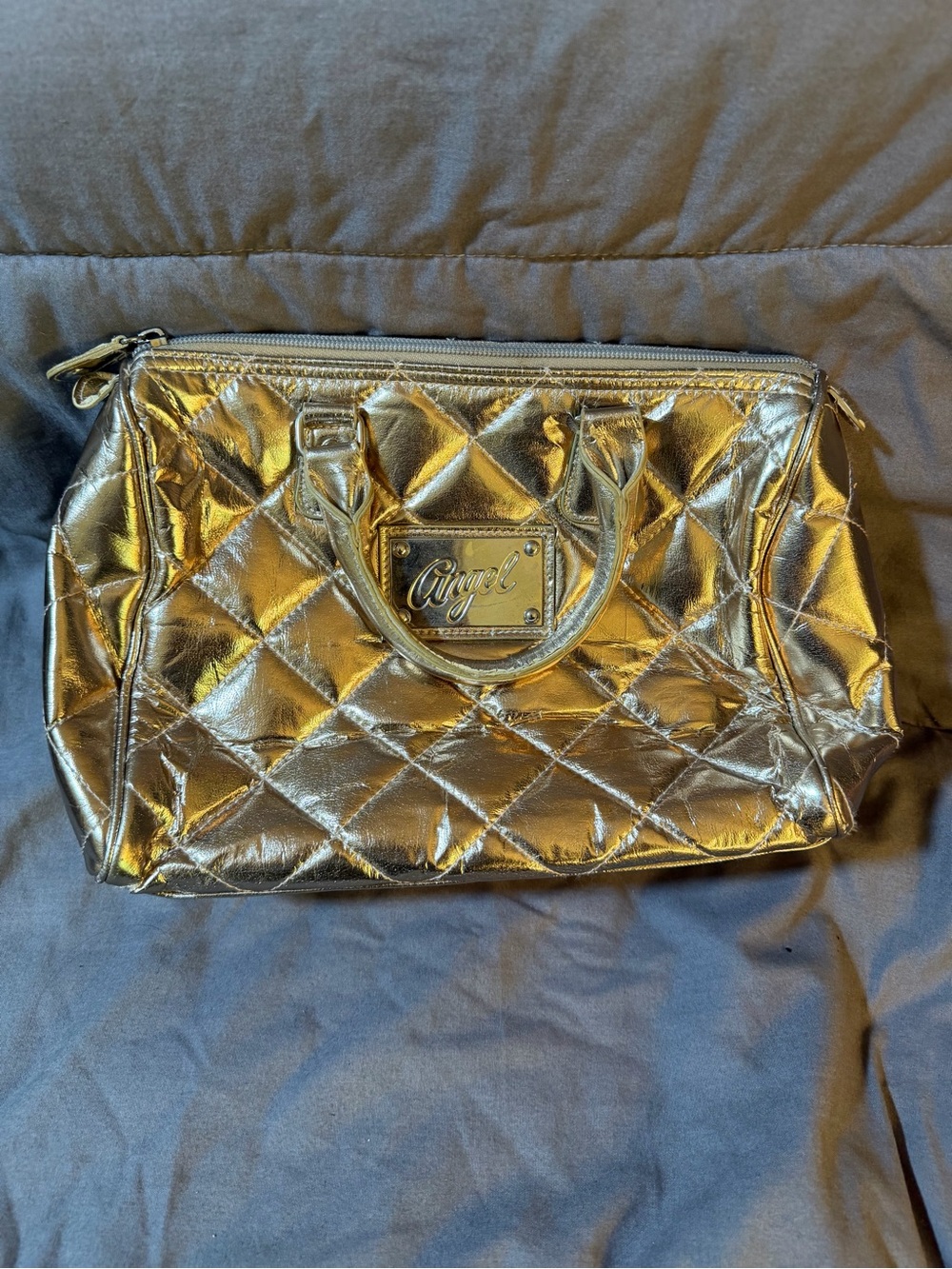 Victoria's Secret Metallic Quilted Cosmetic Carryall - Gold